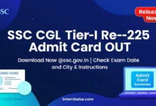SSC CGL Tier-I Re-Exam Admit Card 2025 Released